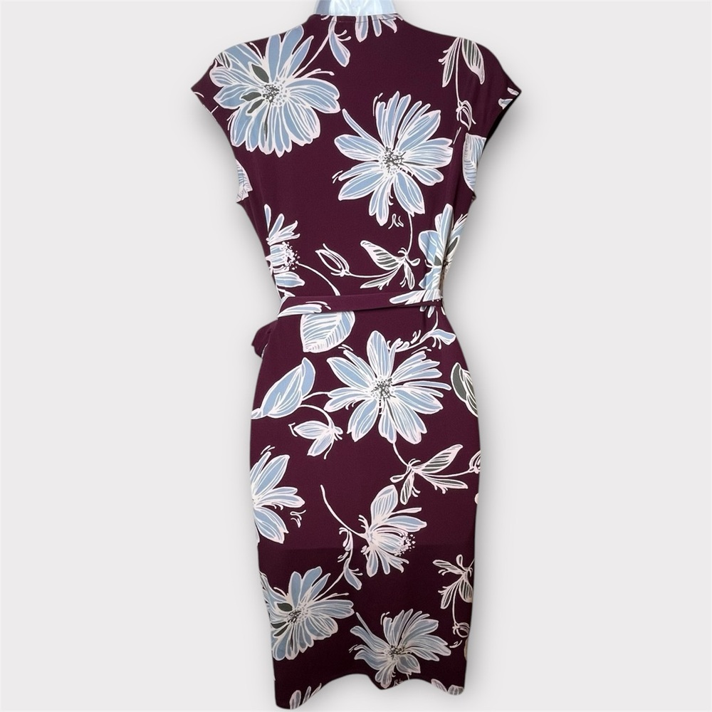 Purple and Blue Floral Wrap Dress - Picture 6 of 10